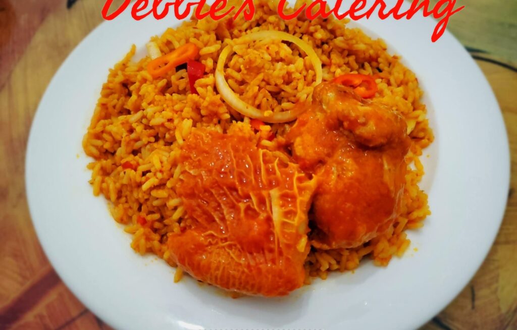 Jollof Rice with Stewed Chicken Debbies Catering